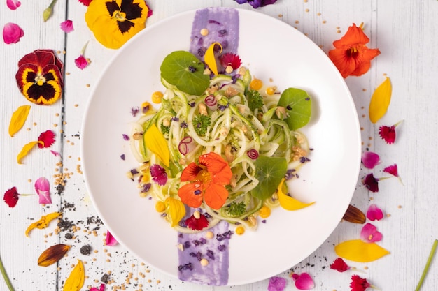 Talerz z kolorowym daniem